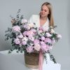 Корзина с пионами Моя Любовь