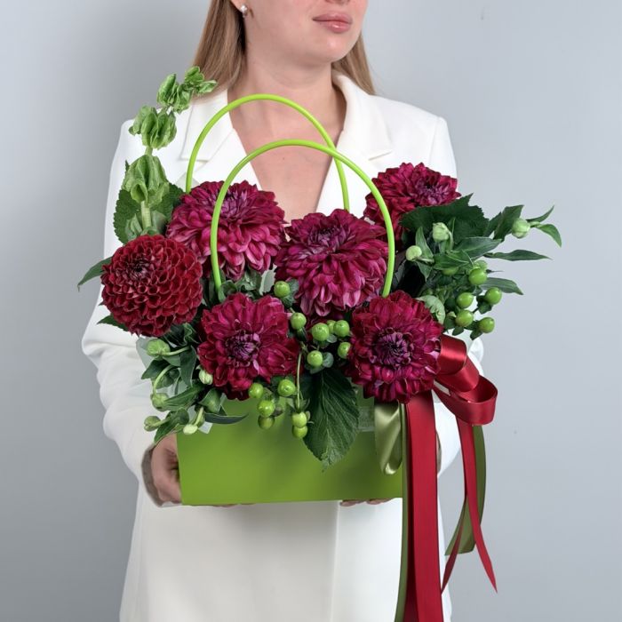 Сумочка с георгинами Спелая вишня